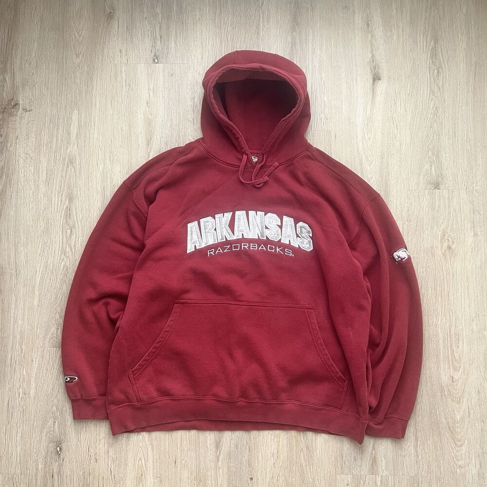 Arkansas Razorbacks Hoodie Mens XXL Red Spell Out Embroidered NCAA Pullover